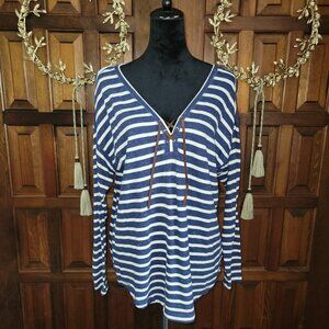 Ralph Lauren Chaps Pullover, Blue and White